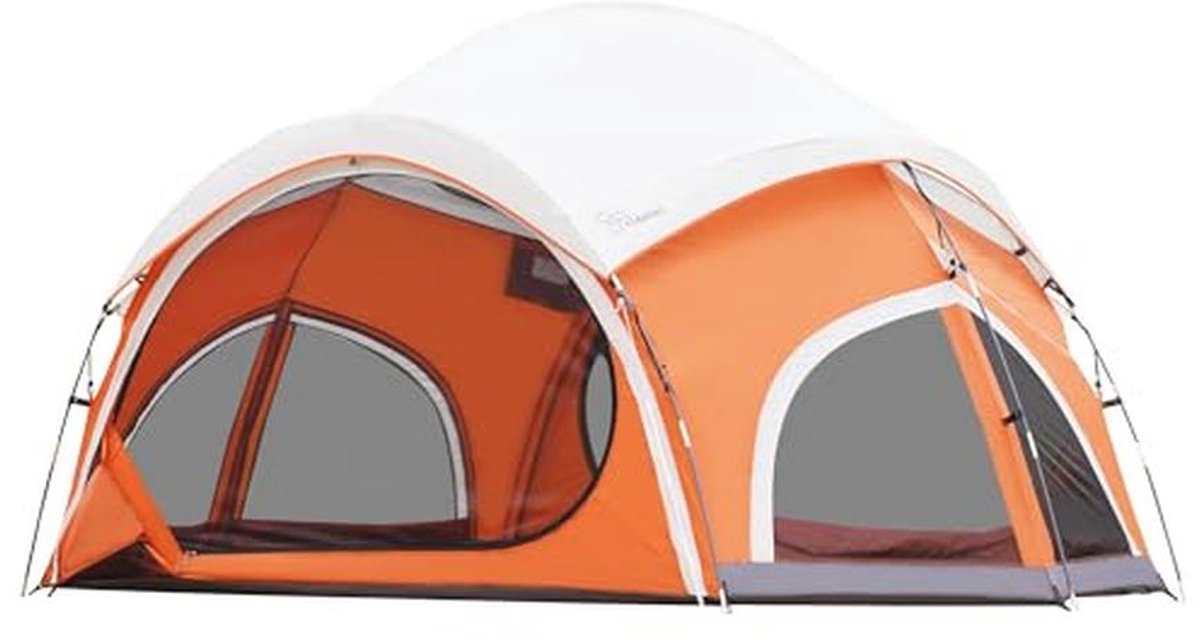 Kampeertent voor 3-4 Personen met 2 Deuren en Grote Raamkoepels - Dubbellaagse Waterdichte Glampingtent