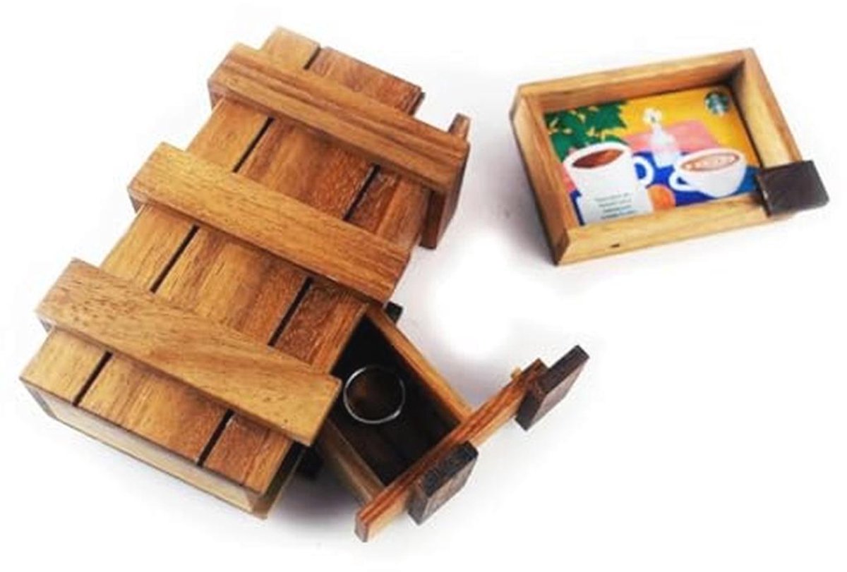 3D Houten Doos Puzzel - Geheimen en Compartimenten voor Schatzoekers