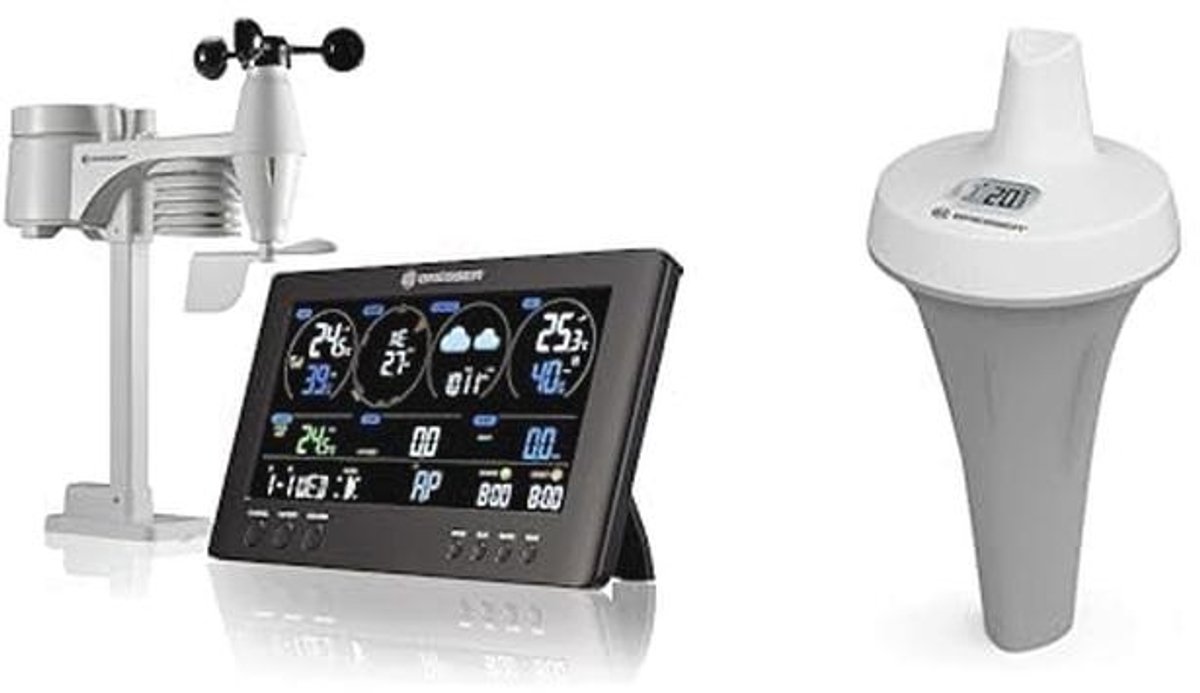 Draadloos weerstation met buitensensor en zwembadthermometer voor watertemperatuurmeting, ClearView met wifi en lichtintensiteit