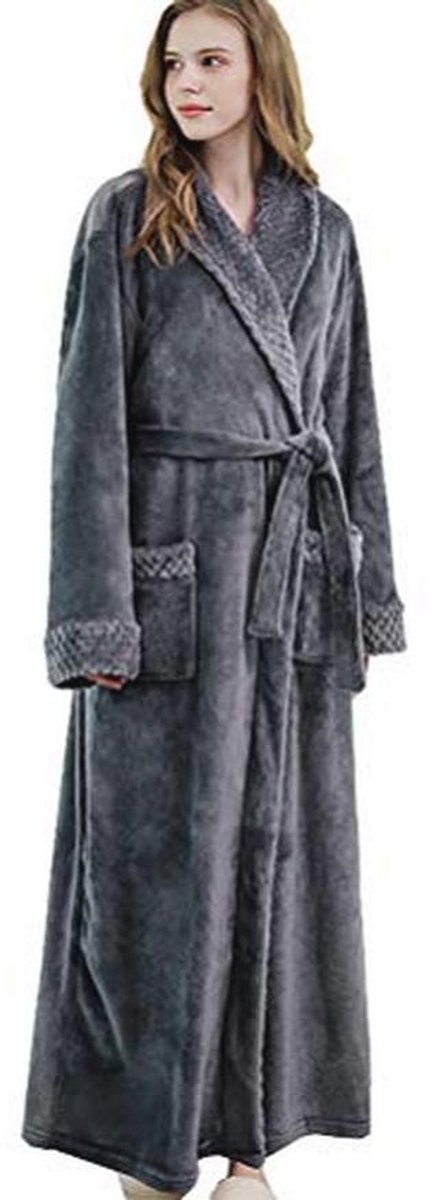 Zachte Lange Badjas voor Dames van Flanel en Coral Fleece - Warme Pyjama en Sauna Robe met Riem