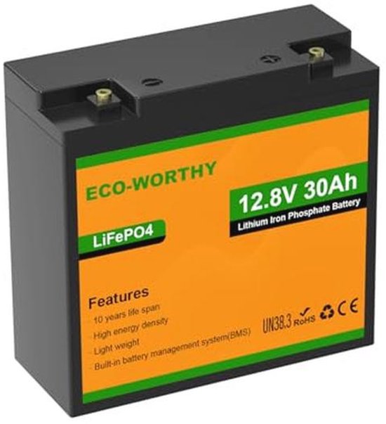 LiFePO4 Accu 12V 30Ah met BMS Bescherming en 15000 Cycles voor Camping, Motorhome en Boot