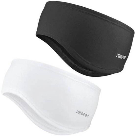 Hoofdband voor dames en heren - winter, fleece, windstopper, oorbeschermers, 2 stuks voor joggen, hardlopen, wandelen en fietsen