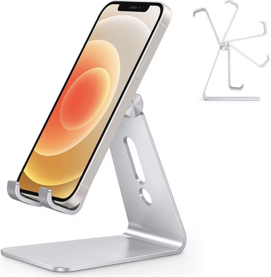 Aluminium Telefoonhouder & Tablethouder – Verstelbaar – Geschikt voor 4,7” t/m 14” — telefoonstandaard bureau