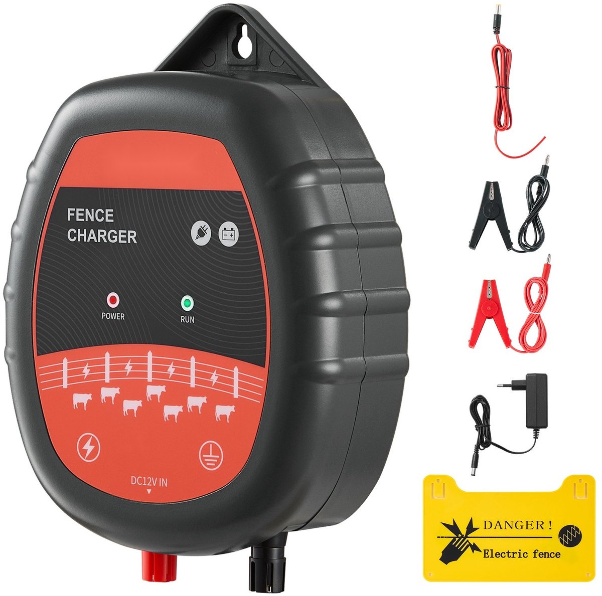 Schrikdraadapparaat voor elektrische afrastering - AC/DC Energizer - Spanning 10 kV - Impulsenergie 1 J - Bereik 3 km - LED-Display - Voor Vee en Pluimvee