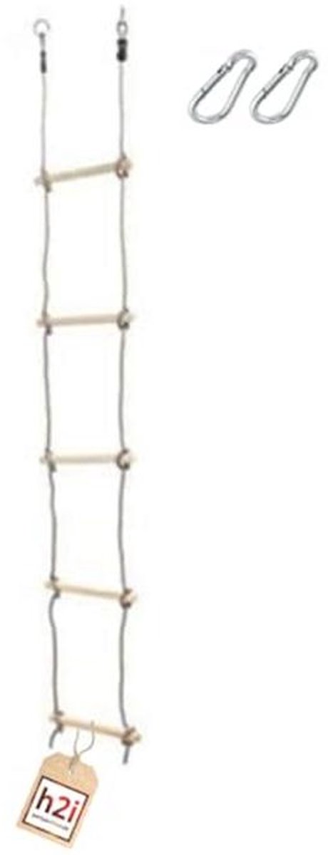 Touwladder voor Kinderen met Houten Treden - Klimspeelgoed voor Buiten en Binnen, Hoogte 180 cm