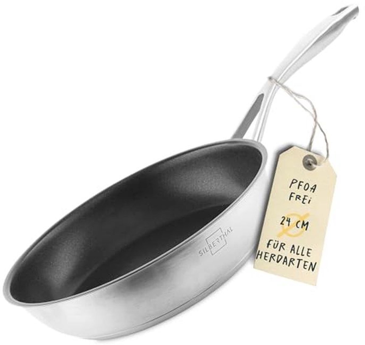 Inductie Koekenpan 24 cm - Roestvrij Staal - Antiaanbak - Ovenvast