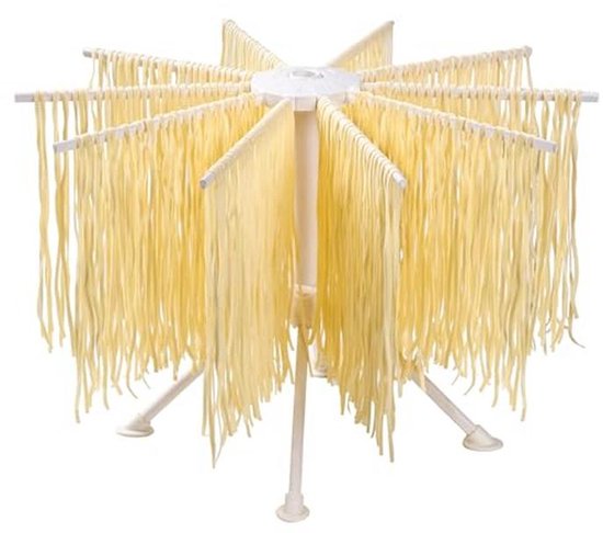 Penelife Pastadroger met 10 uittrekbare armen, opvouwbare pastastandaard voor het drogen van pasta, pastadroger van kunststof, om op te hangen van 2 kg, wit