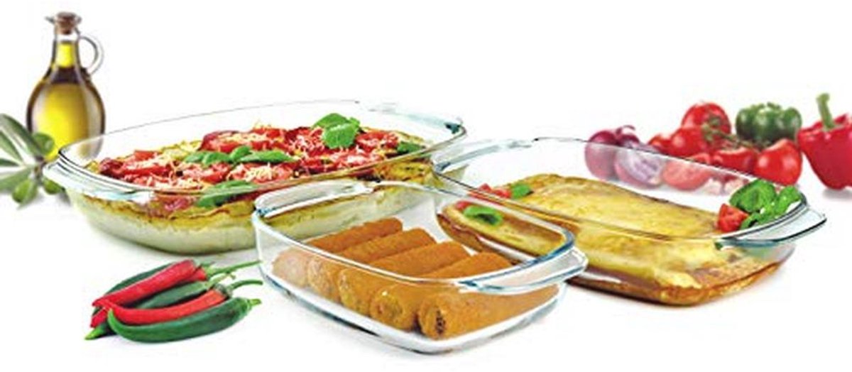 3-delige set ovenschalen van borosilicaatglas - ovenvormen tot 400 °C