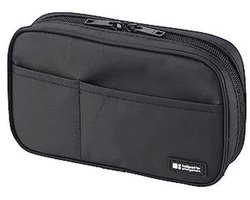 Lihit Lab Pennenetui met dubbele ritssluiting standaard: 7,9 x 2,0 x 4,7 jet black