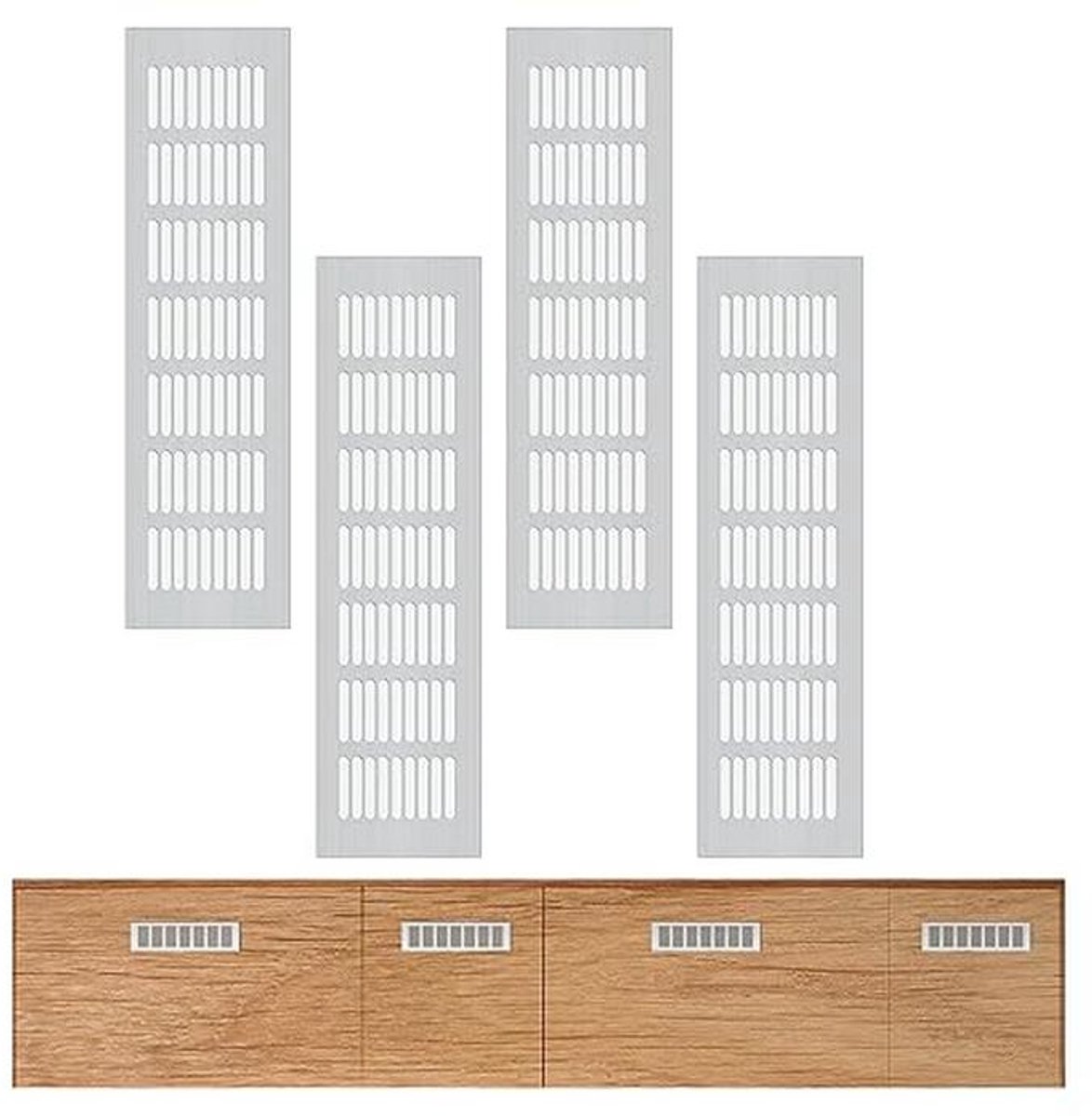 Ventilatie Roosters Aluminium - 4 Stuks - Voor Kasten, Schoenenkasten en Meer - Voorkomt Schimmel en Vocht