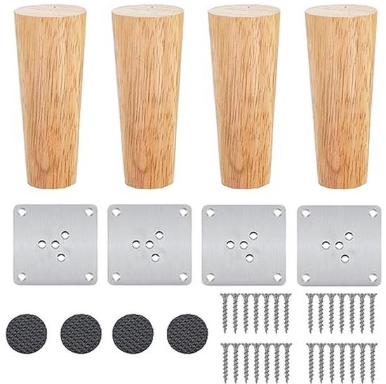 4 stuks driehoekige metalen bankpoten met vloerbeschermers, zwart, 5 cm, steunpoten voor kasten en nachtkastjes, vervanging van meubelpoten