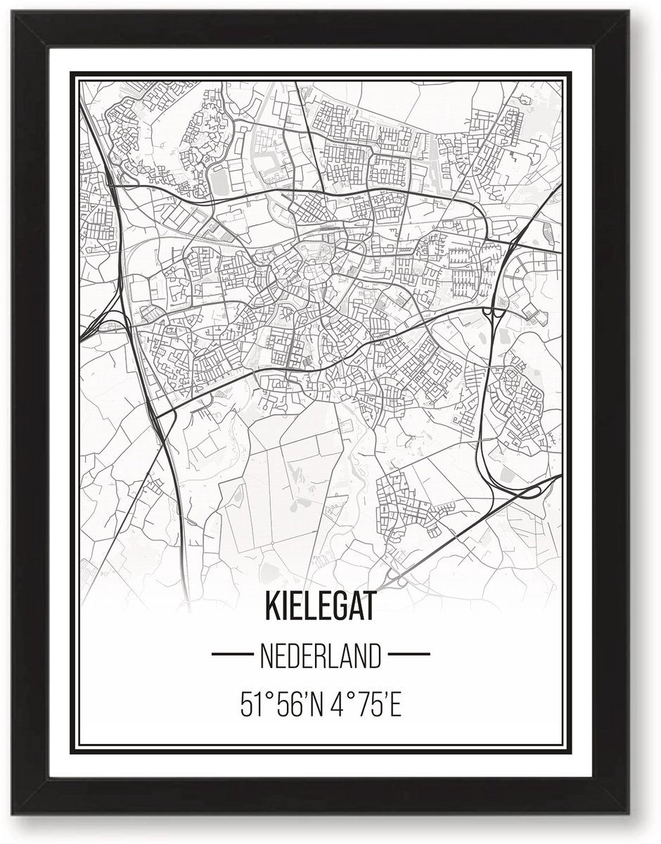 PRNTS Carnavalsprint - Kielegat - Breda - Carnaval - Poster - Zwarte lijst - Wanddecoratie - 21x30cm