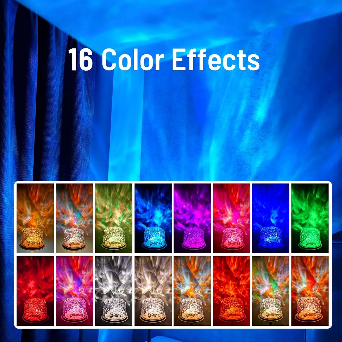 Ocean Lamp Wave Lamp LED sterrenhemel projector kinderen bedlampje met 16 verlichtingseffecten romantisch dimbaar sfeerlicht nachtlampje kamer decoratie – foto 3