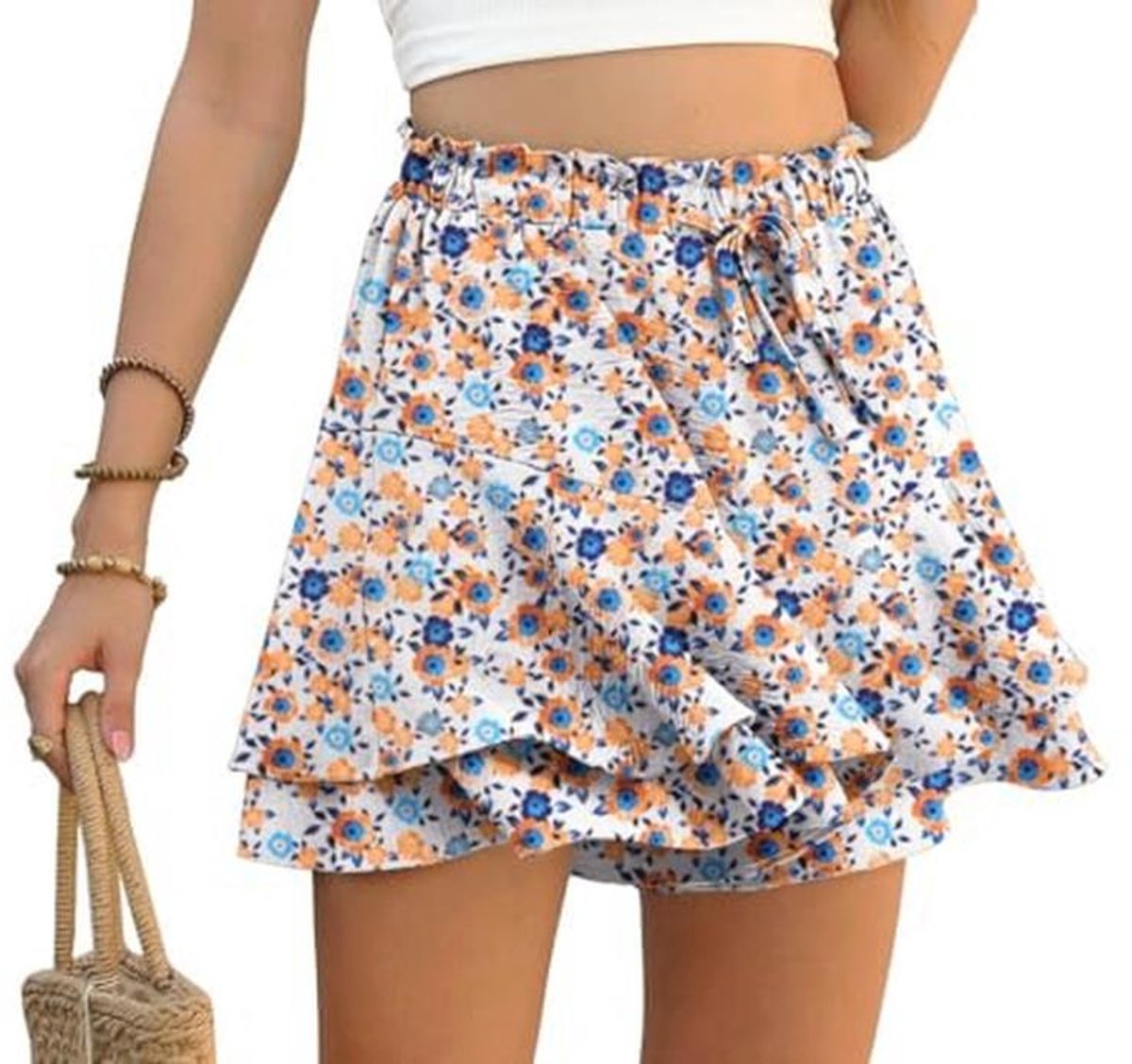 Dames Shorts Zomer Hoge Taille Ruches Vrije Tijd Korte Broek