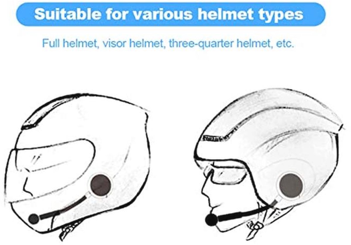 Ultradunne Bluetooth Headset voor Motorhelmen - Handsfree Bellen en USB Opladen thumbnail 5