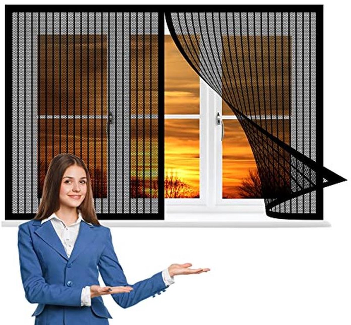 Magnetische Hor voor Raam - Insectenwerend Net 70 x 55 cm - Houd Muggen en Vliegen Buiten