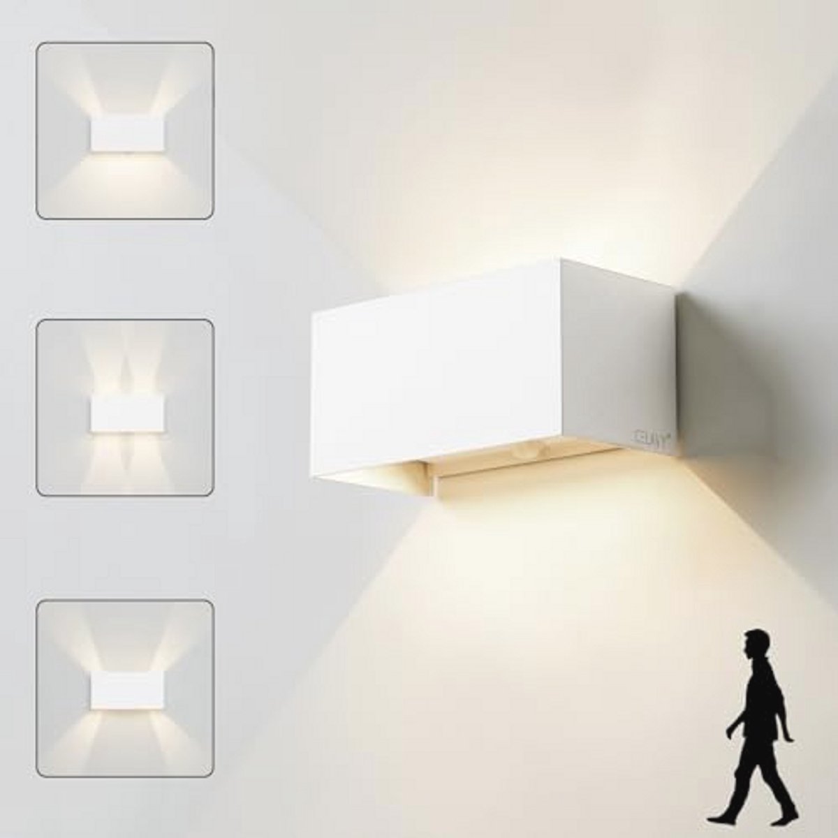 Led-buitenlamp met bewegingsmelder - Up Down wandlamp 4000K IP65 Buitenverlichting