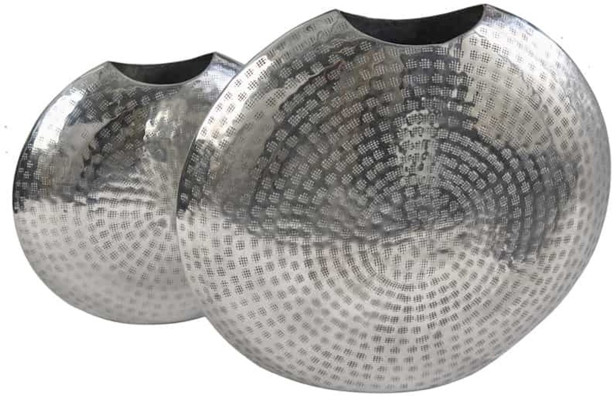 Elegante vazen set van 2 ORIENTAL 44cm zilver in hamerslagpatroon - 41542