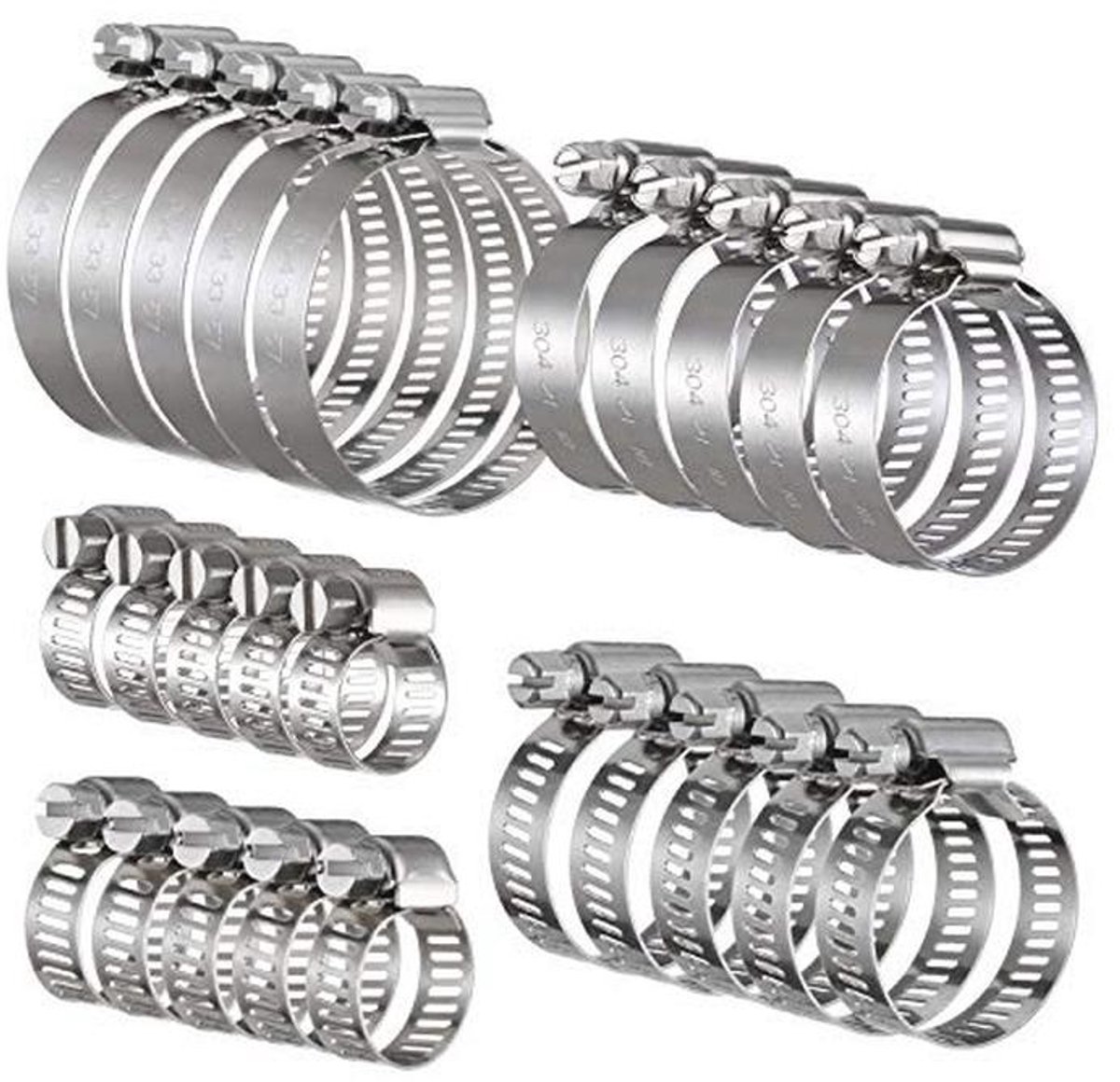 Roestvrij Stalen Slangklemmen Set - 25 Stuks Instelbare Klemmen voor Tuinslang en Vlijt