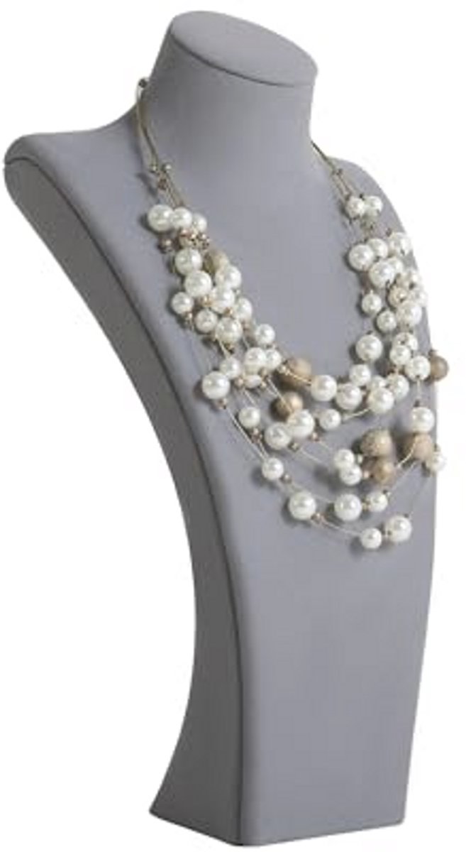 Grijze sieraden display buste - Fluwelen ketting houder standaard voor aanrecht en showcase