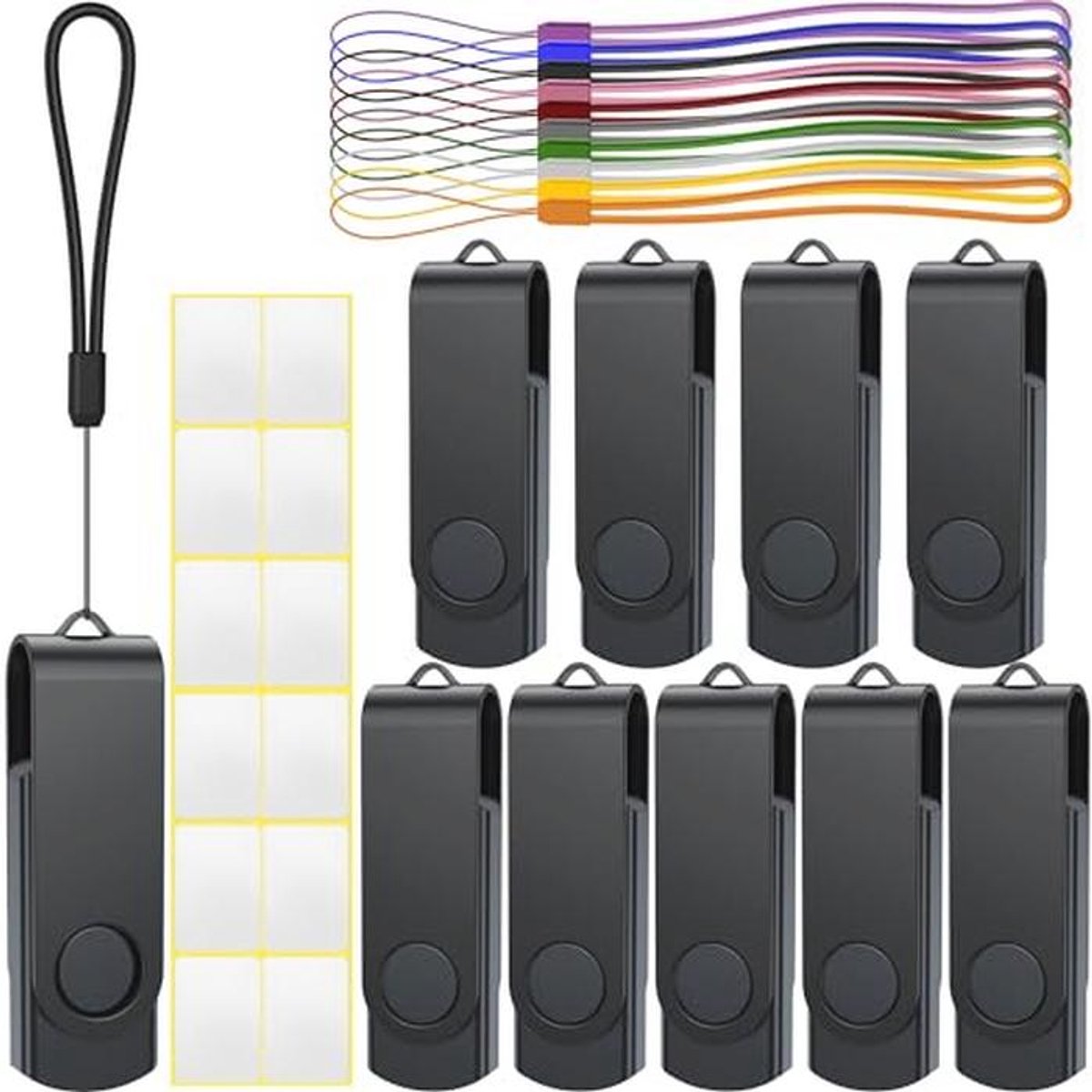 8 GB USB 2.0 Draaibare Flashdrive - 10 Stuks Draagbare Geheugensticks voor PC en Tablet