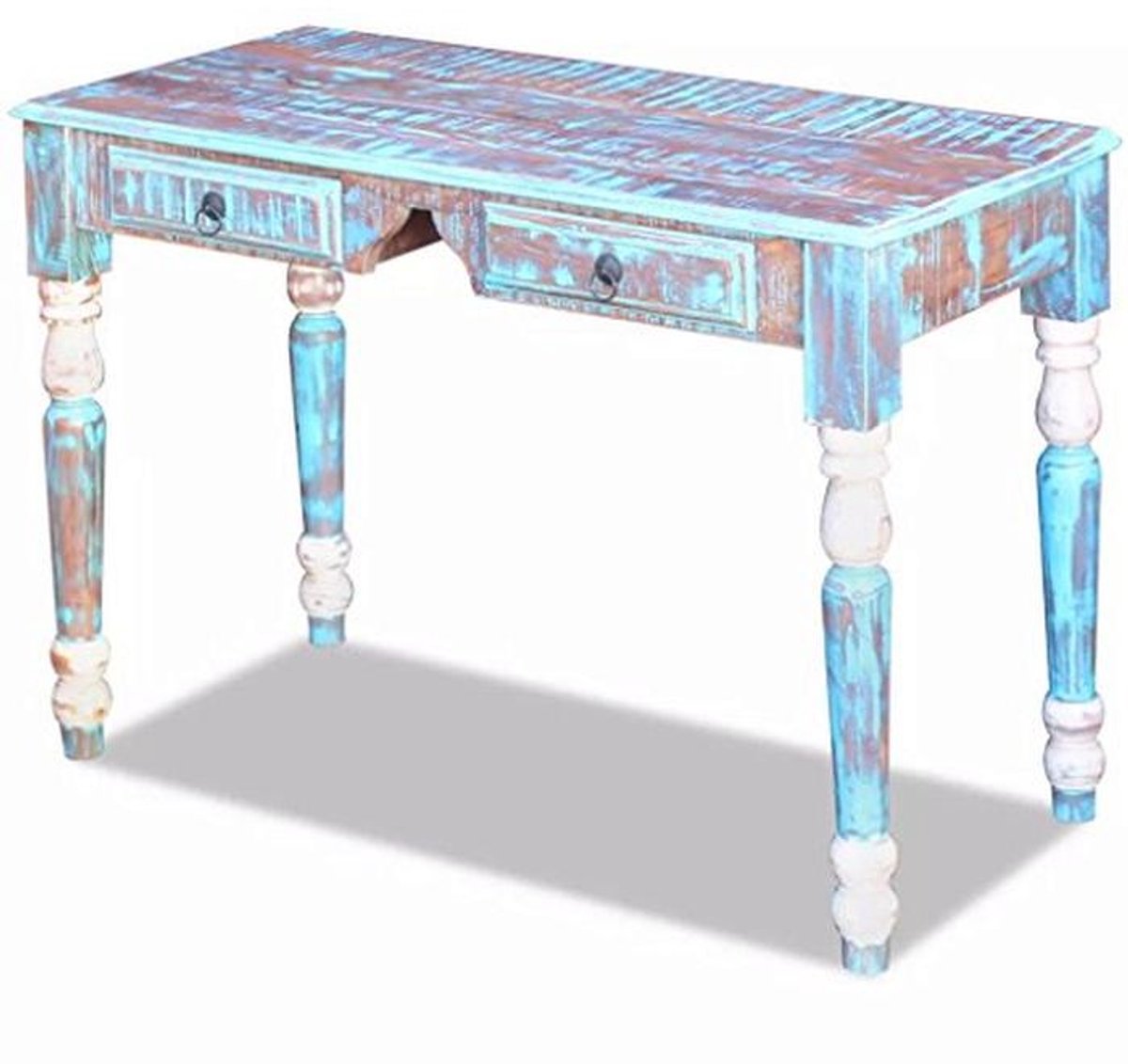 Vintage-stijl Werktafel van Gerecycled Hout met 2 Laden - 110 x 50 x 76 cm