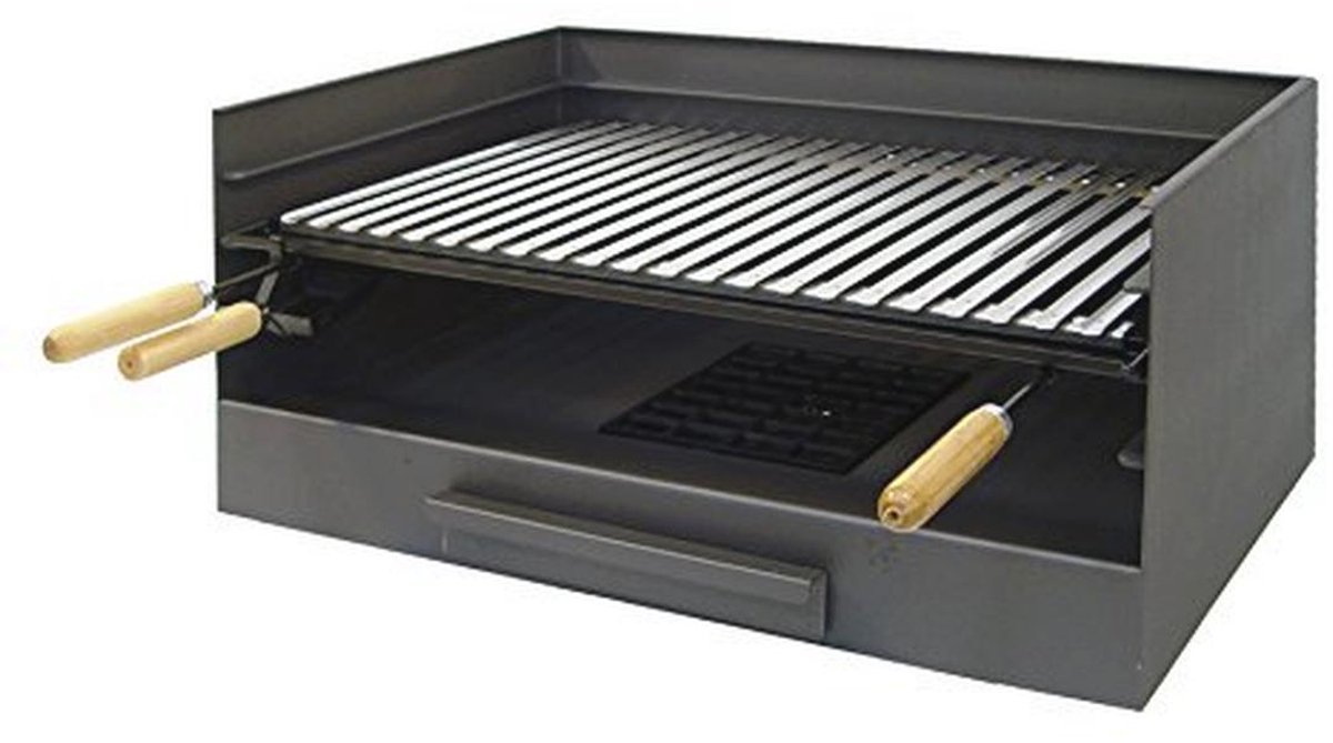 Grilltray met RVS Grillrooster - 72 x 40 x 33 cm - Grijs