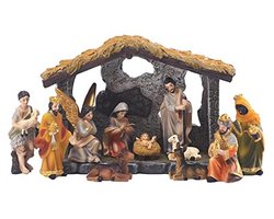 Kerststal Set 12-delig met Handgeschilderde Figuren - Jezus, Wijzen, Herder en Engel - Klassieke Decoratie