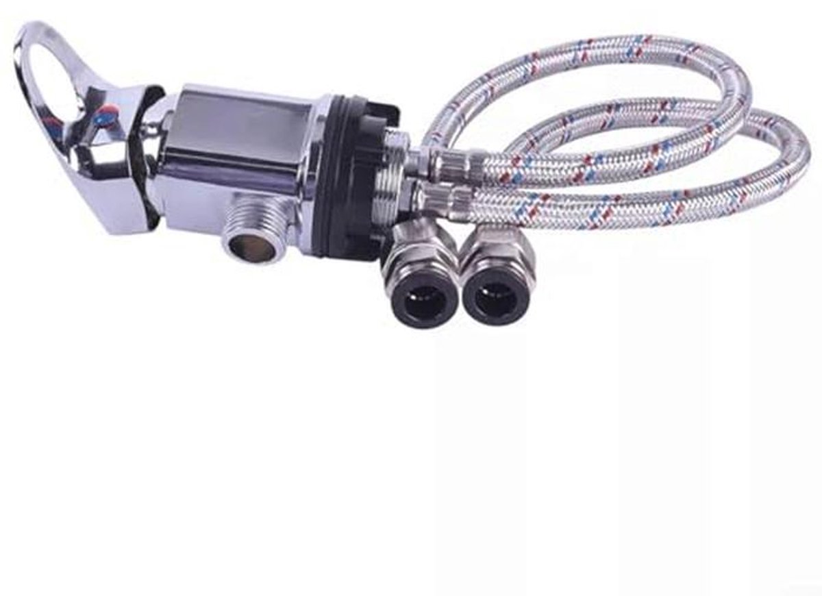 Douchekraan voor Camper - 12 mm Push Fit Mengkraan met 800 mm Roestvrijstalen Staarten
