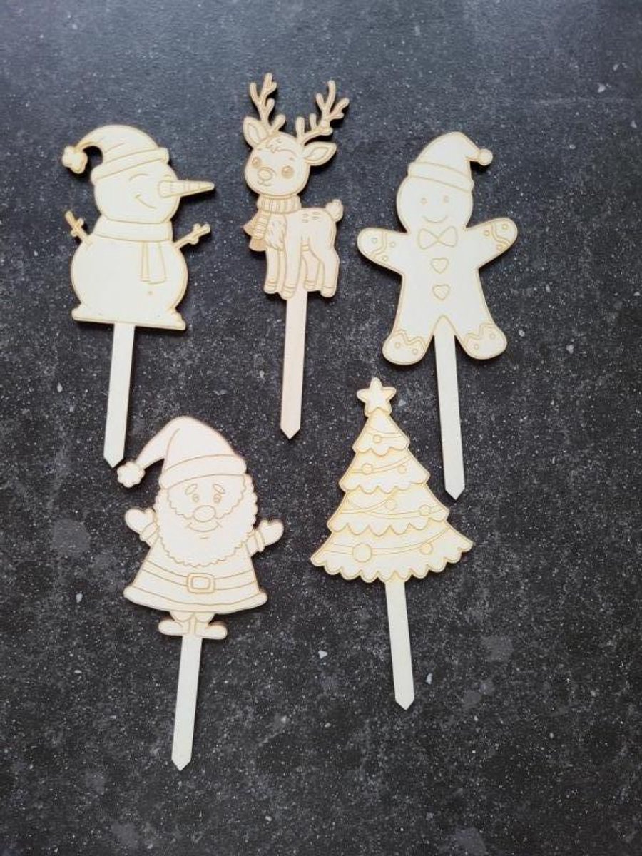 Kerstprikkers - Kerst Cake toppers - Prikkers Kerststukje - Caketopper - Kerstdecoratie voor Kerst Stukje