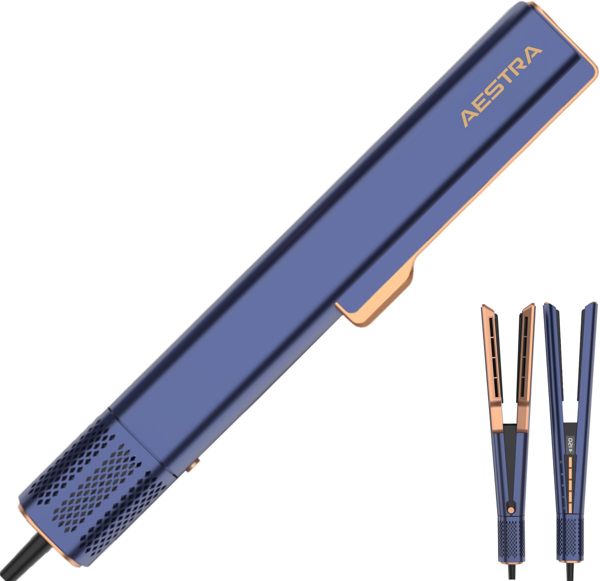 Hairstrait Pro - Aestra - 2 in 1 Stijltang met Föhn - 110.000RPM Motor - Geschikt voor alle Haartypes - 2025 Model - Navy