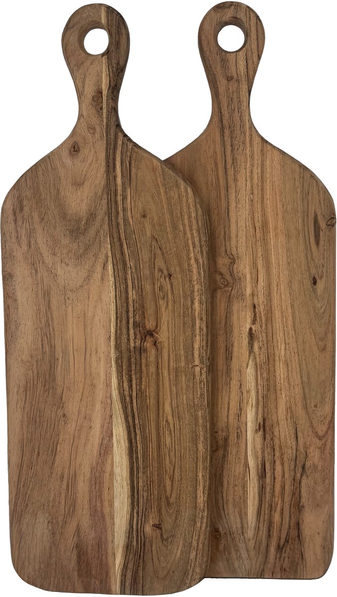 Koipa 2-Delige Snijplankenset Rond Handvat (45 x 17 x 2) - Voor Keuken, Snijplanken, Serveerplank, Kaasplank, Borrelplank en Tapasplank - Snijplank Acacia Hout