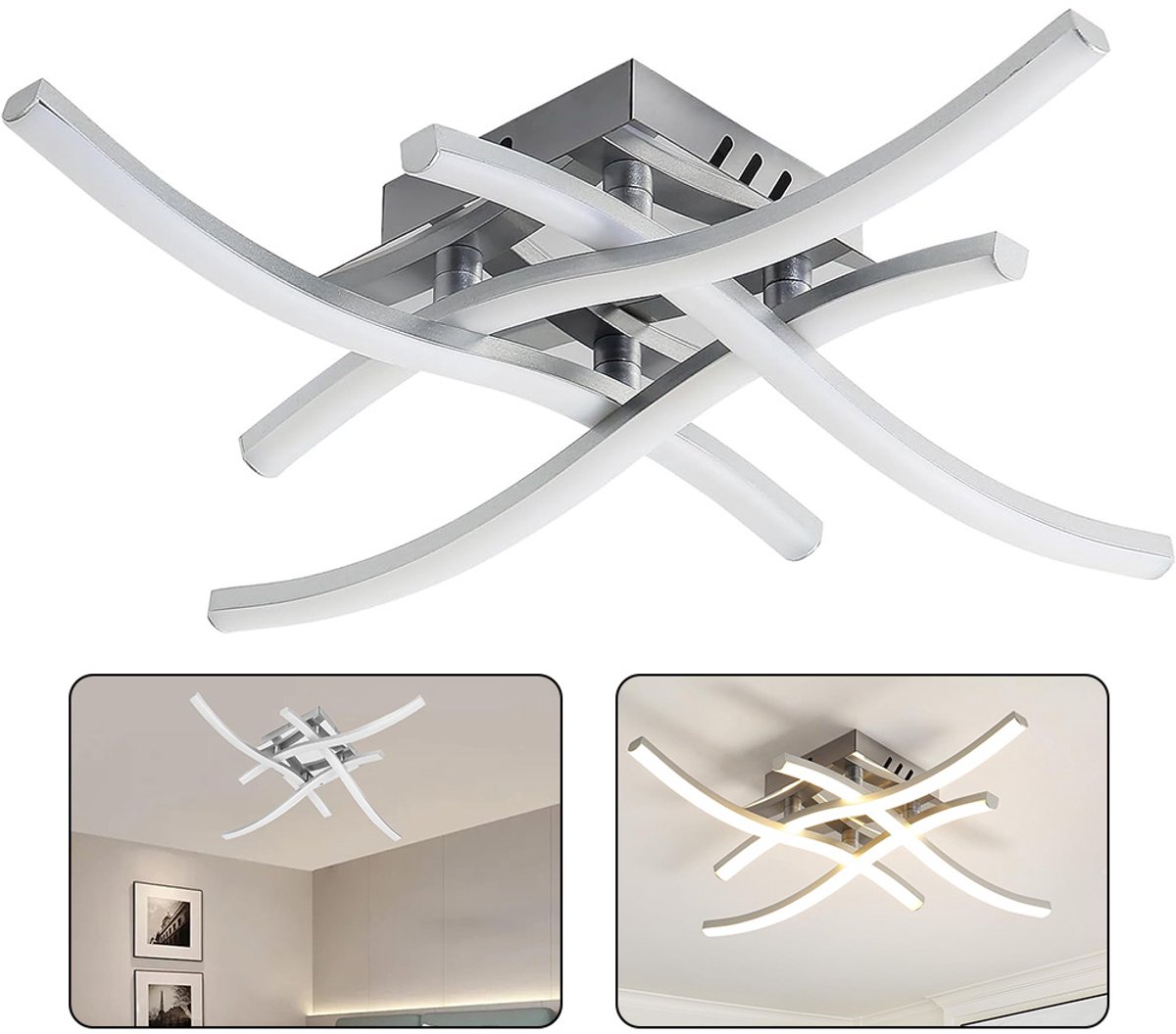 Plafondlamp - 4 LED Golfvormige Plafondlampen - Plafonniere Plafond lamp Woonkamer Slaapkamer of Kinderkamer - Plafonnieres