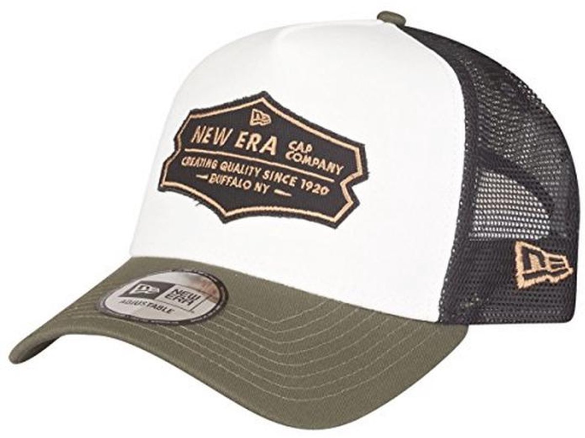 New Era Distressed Patch Olive A-Frame Trucker Cap