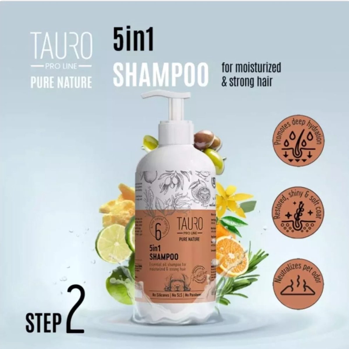 Tauro Pro Line Pure nature- 5in1 shampoo - shampoo - natural care - honden en katten - hondenshampoo
