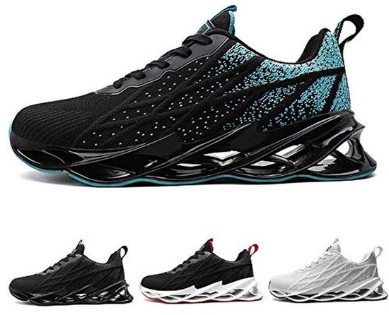 Get Fit lichtgewicht gym fitness sportschoenen met demping voor dames - zwart/turkoois - UK11 / EU45 - BS0431