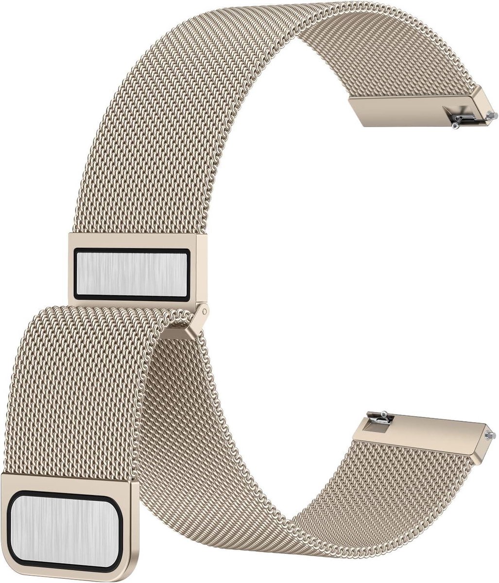 Nordivar - Roestvrij stalen mesh horlogeband 22 mm 20 mm metaal armband met magneetsluiting voor smartwatch - Vervangende band voor dames en heren met snelsluiting