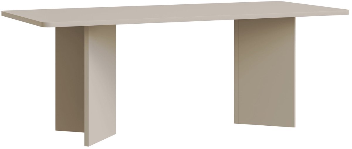 Selsey Qubeo – Eettafel 204×90 cm, rechthoekig met afgeronde hoeken en paneelpoten, kasjmiergrijs