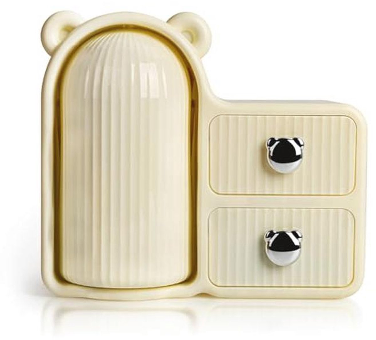 360° Draaibare Make-up Organizer met Dubbele Lade - Lichtgeel