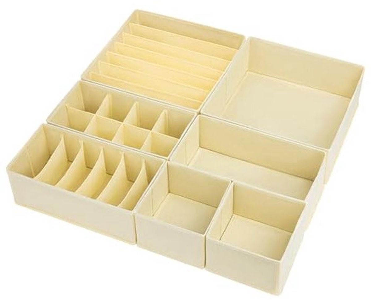 Lade-organizer set van 7 - Beige opbergsysteem voor kledingkast en accessoires