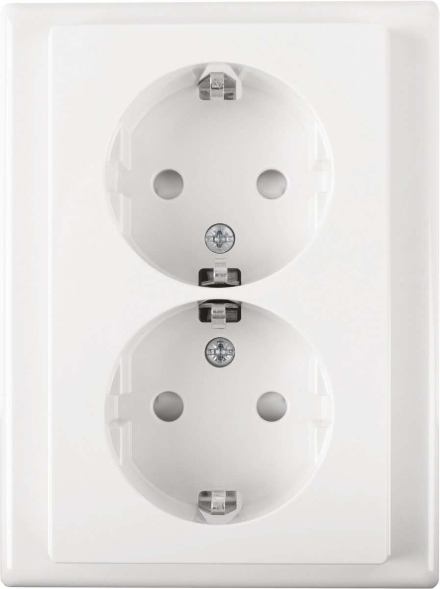 Merten System M contactdoos - inbouw - 2-voudig - randaarde - polarwit