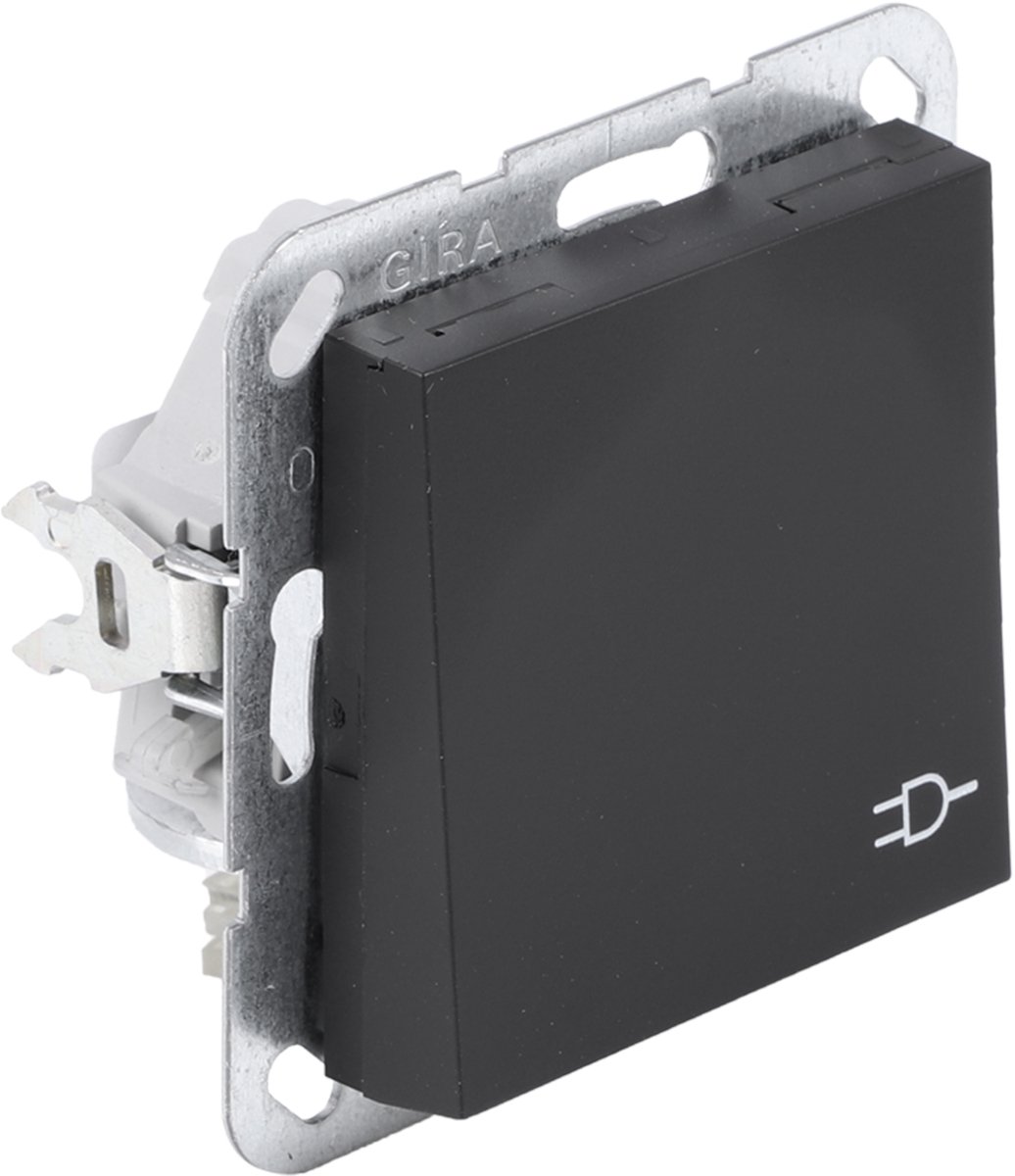Gira E2 contactdoos - inbouw - 1-voudig - randaarde - zwart