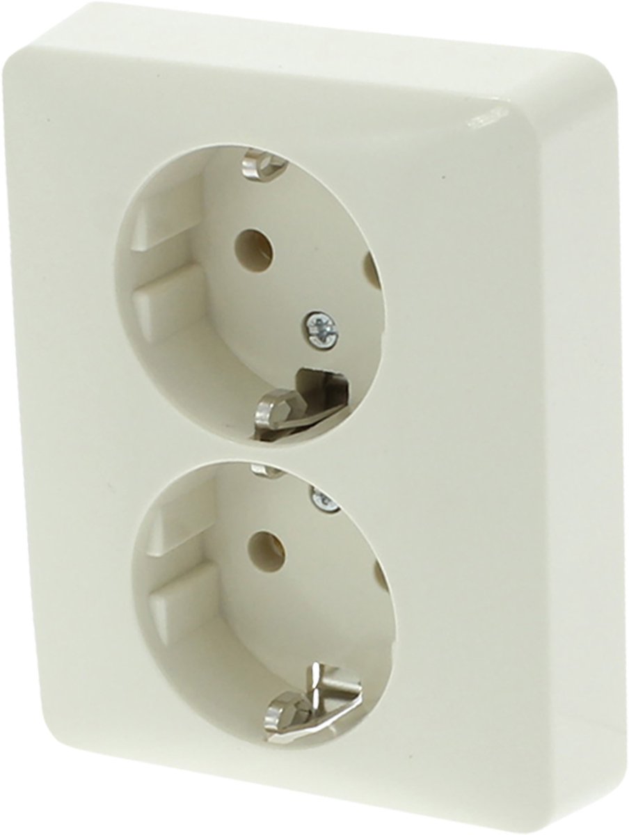 Peha Standard contactdoos - inbouw - 2-voudig - randaarde - crème