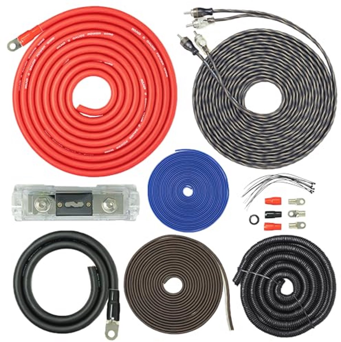 Complete 0 Gauge Versterker Installatiekit voor Auto - 5000W Piekvermogen