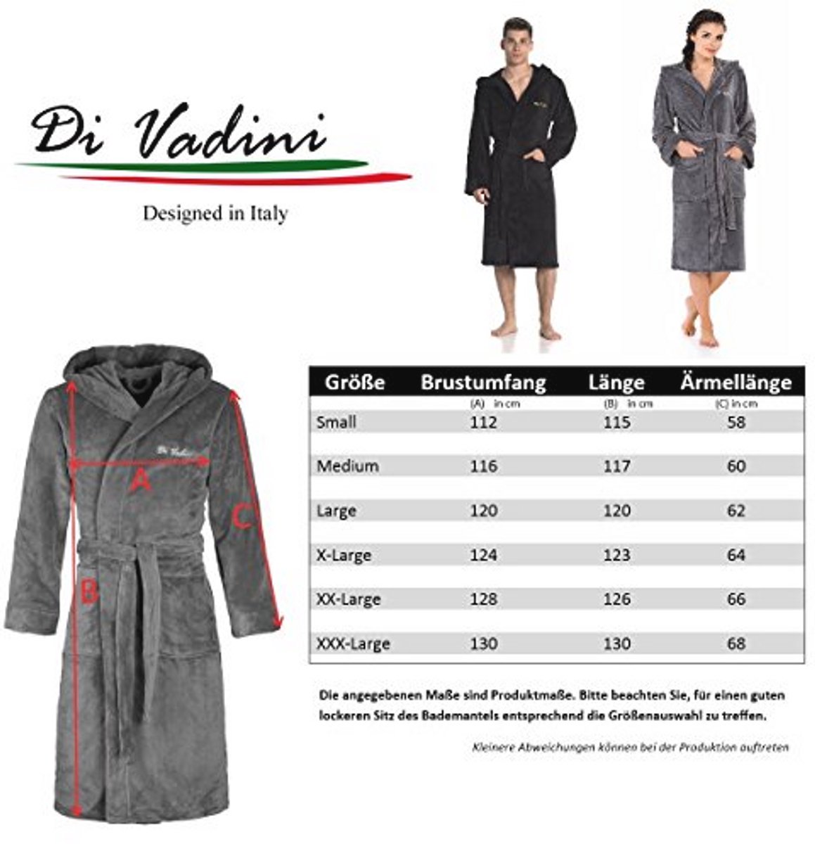 Unisex Badjas met Capuchon - Florence - Maten XXS tot 5XL - Öko-Tex Standaard 100