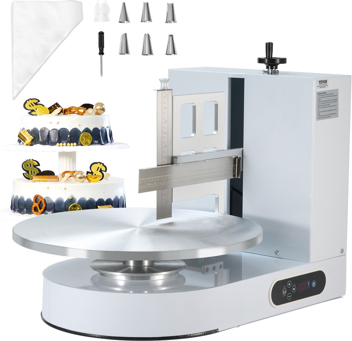 VEVOR Taartdecoratiemachine Taartcrème Verdeelmachine 10,16-40,64cm Wit