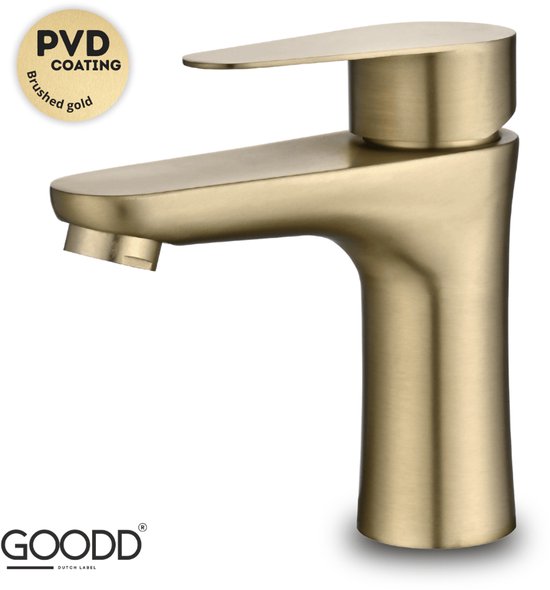 GOODD® Menton - Robinet mitigeur - Revêtement PVD - Acier inoxydable - Or