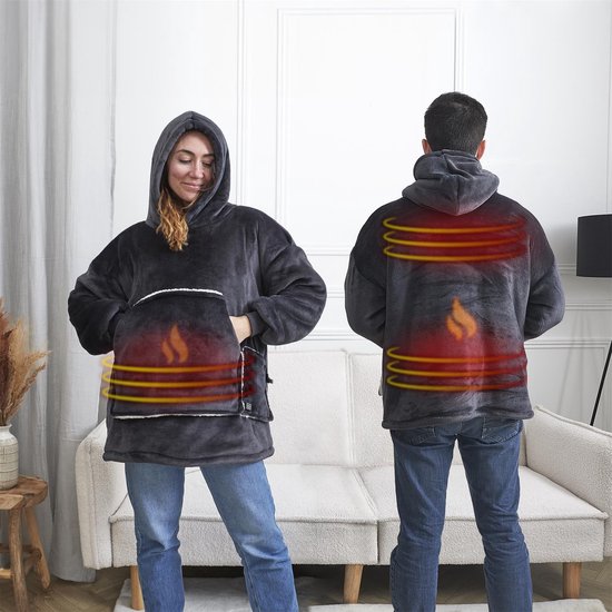 USB Verwarmde Hoodie - Warmte deken - 2-in-1 - Zachte Fleece - USB - €59,95