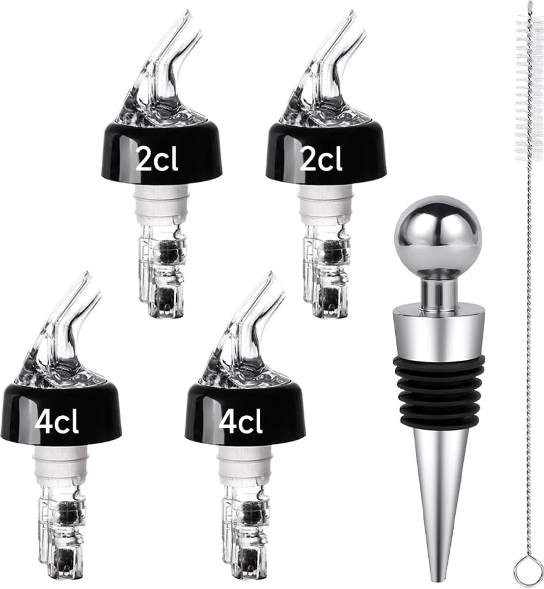Unyqoos® Set van 4 handige doseerschenktuiten voor nauwkeurig schenken van dranken