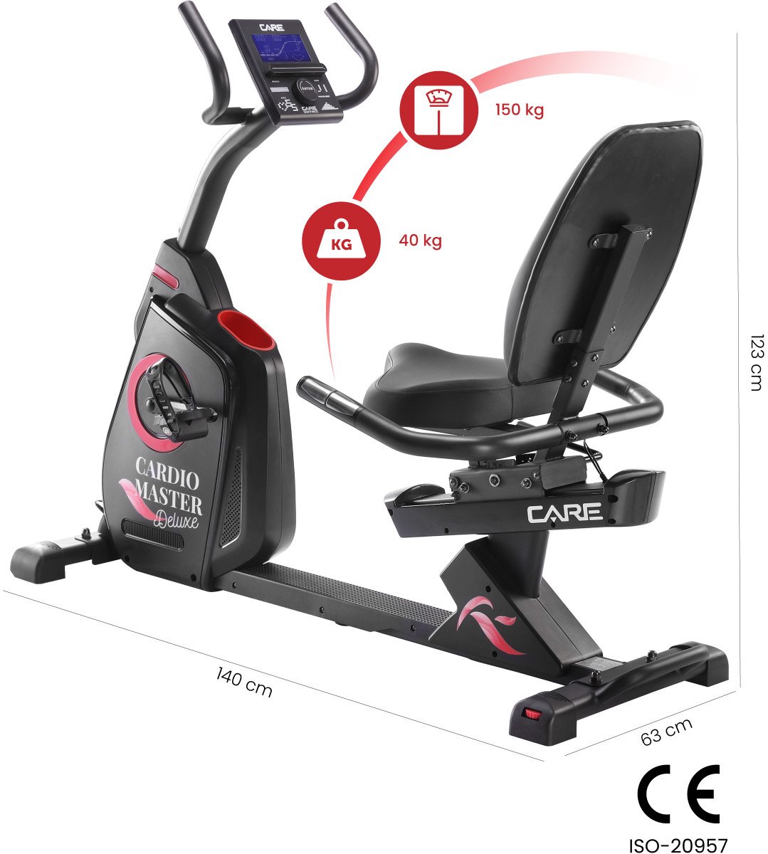 Semi-ligfiets CARE Cardio Master Deluxe hometrainer - afbeelding 2